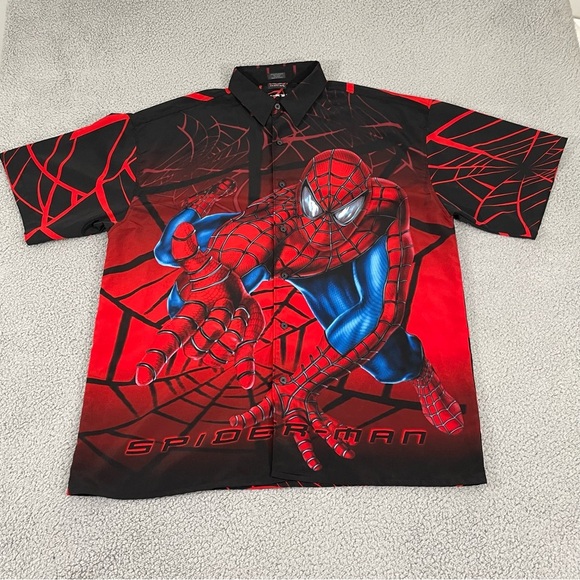 Vintage Spider-Man 2002 Shirt Men XL AOP Marvel Button Front - Picture 2 of 9